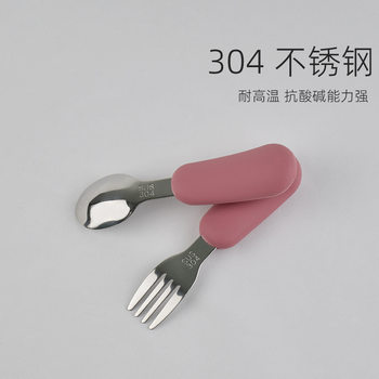 Baby feeding fruit spoon Fork eating set Bowl complementary food baby silicone stainless steel fork spoon children tableware