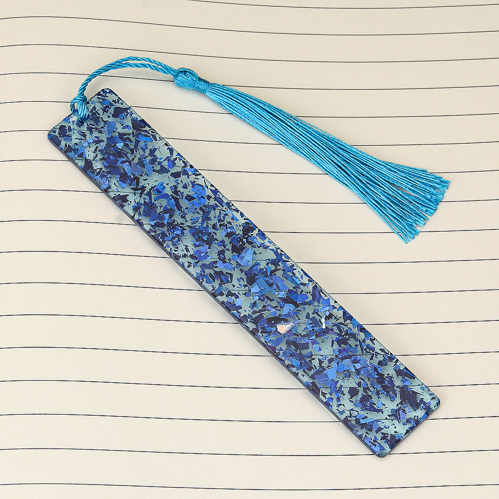 Cross-border New Creative Shiny Crystal Rectangular Bookmark Handmade DIY Transparent Acrylic Tassel Bookmark