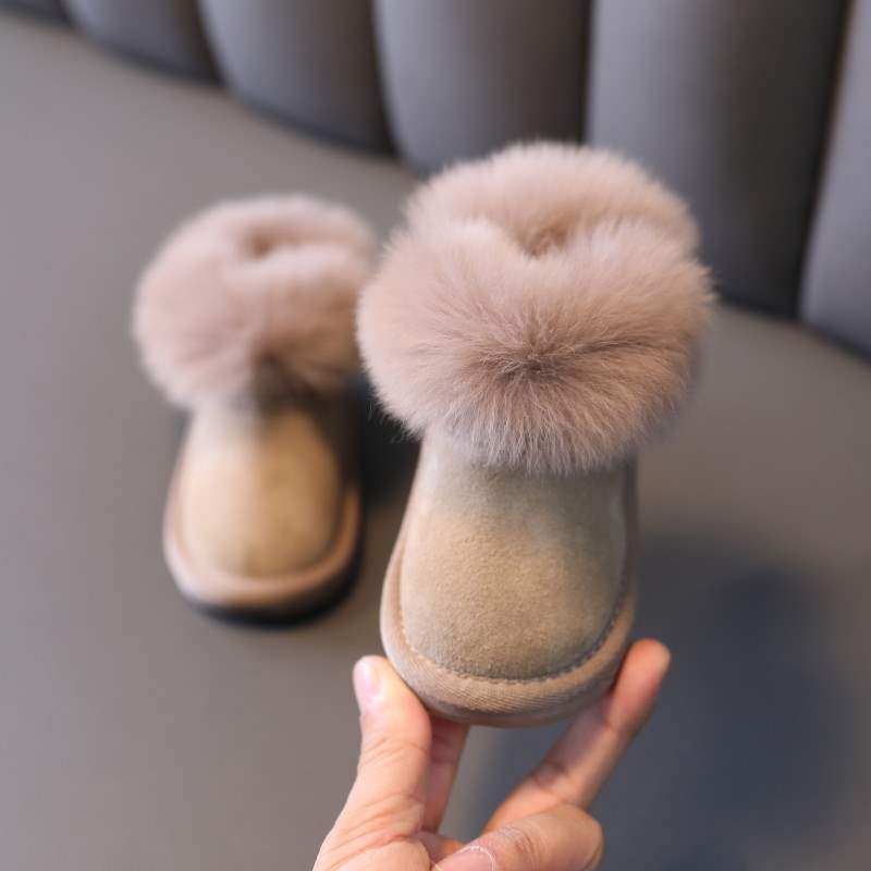 Baby Boy's Velvet Thickeneded Soft-Soled Snow Boots for Infants and Young Kidsren's New Winter Warm Toddler Shoes for Girls and Kidsren's Cotton Shoes