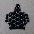 All-over print black sweater