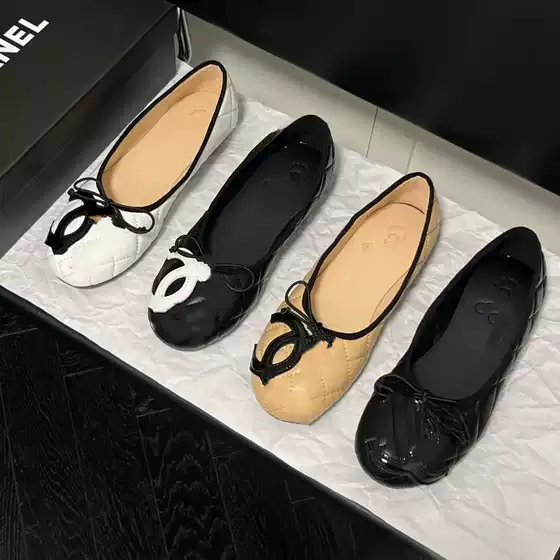 Chanel Double C Flat Shoes with Diamond Pattern, New 2025 Summer Ballet Flats with Shallow Toe