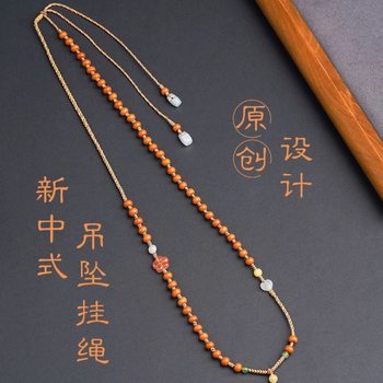 Original Design Antique Style Necklace Rope for Women, Handmade Pendant Hanging Rope, Jadeite Safety Buckle with Rope, New Chinese Style