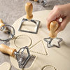 Lace dumpling printing wooden handle zinc alloy Italian dumpling mold roller slice square round dumpling printing tool