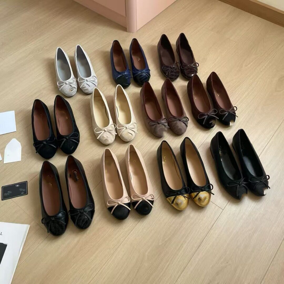 รองเท้าบัลเลต์หัวกลมพื้นแบนหนังแท้สไตล์ฝรั่งเศส XX รองเท้าผู้หญิงพื้นนิ่มทรงต่ำสำหรับฤดูใบไม้ผลิ รองเท้าแมรี่เจนดูอ่อนโยนนุ่มนวล