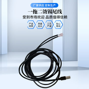 Factory Customized 1m Semi-Finished Tin-Tinning Tail Cable One-To-Two Connection Cable USB Interface Cable Tail Tin-Tinning Power Cord