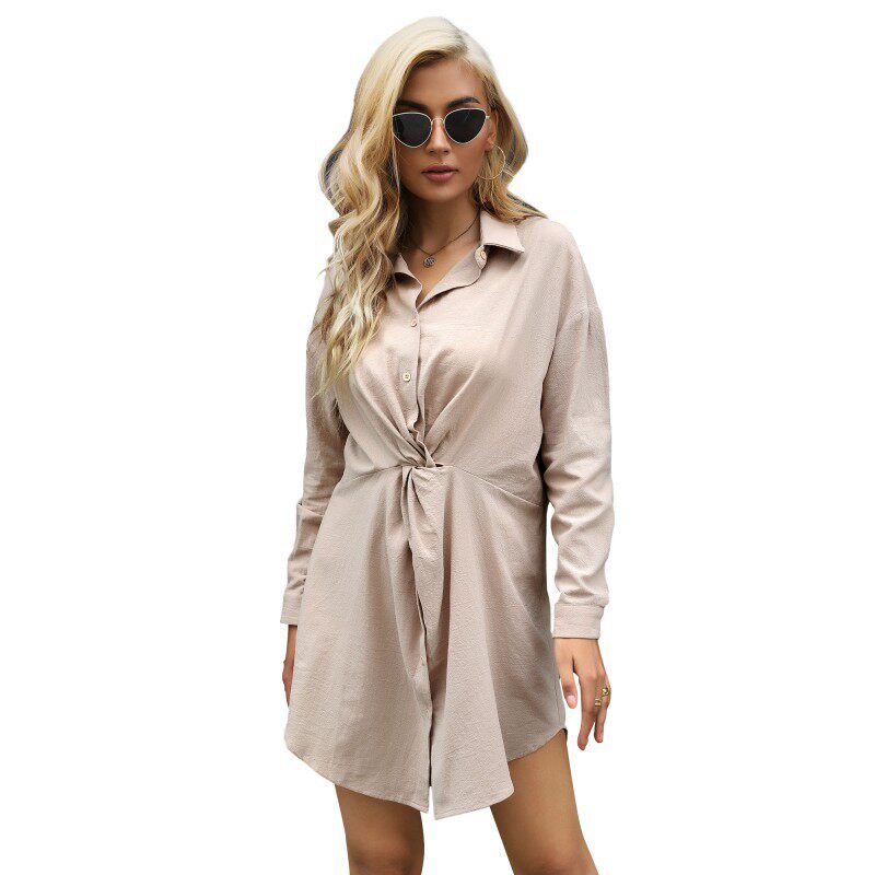 Womens Long Sleeve Shirt Dress Stylish Collared Design Comfortable Fit Versatile for Spring and Autumn Wholesale