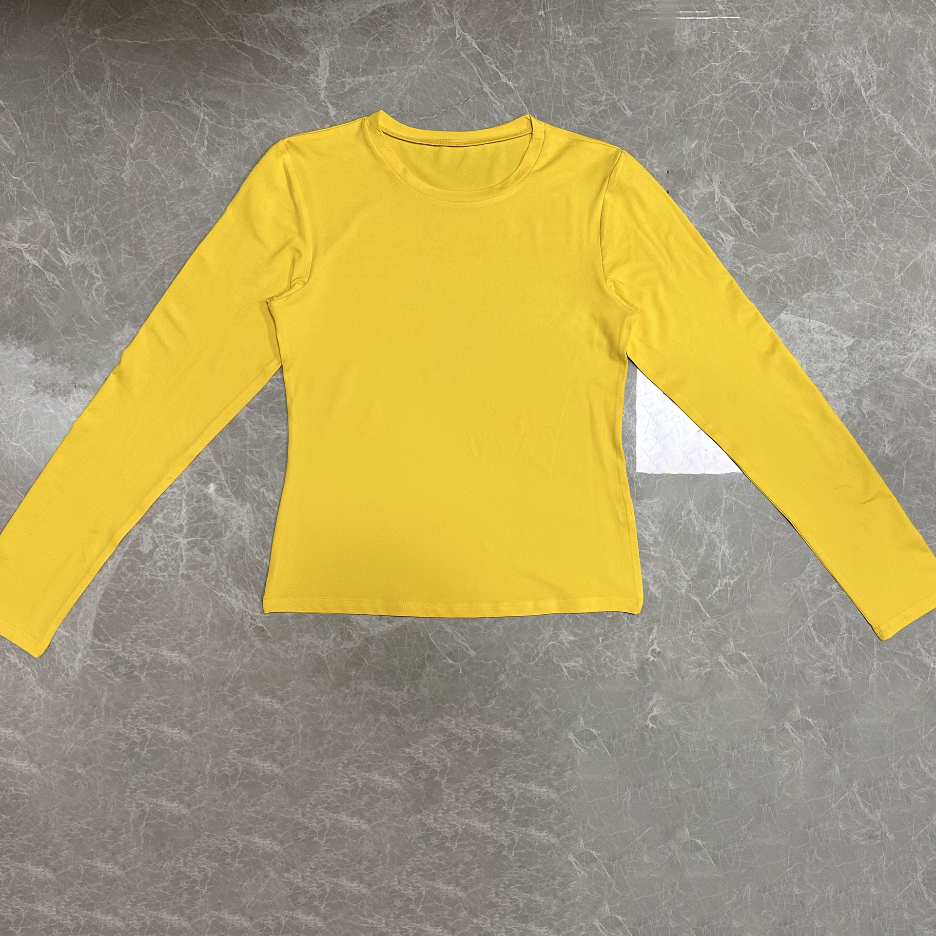 欧美女装休闲长袖t恤春秋纯色修身套头衫t恤女街装打底衫上衣