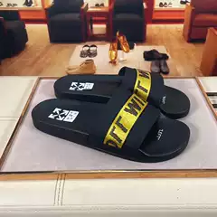 Cambodia Vietnamese Nigerian Beach Slippers 2025 Summer Off Letter Yellow Webbing Lightweight Non-Slip Slippers