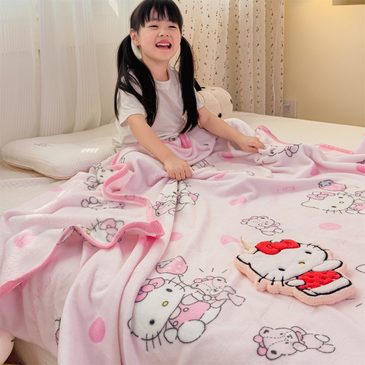 2025 New Sanrio Children's Blanket Milk Velvet Coral Velvet Blanket but Double Blanket Office Lunch Break Blanket