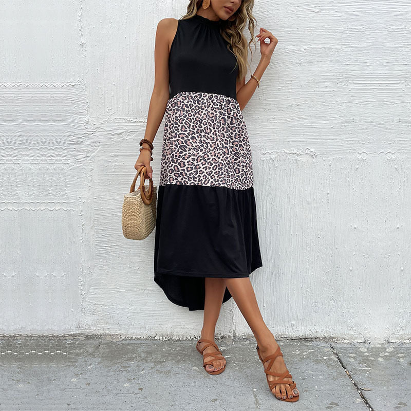 Sleeveless Leopard Print Bodycon Dress Summer Style European and American Fashion Perfect for Parties and Events
