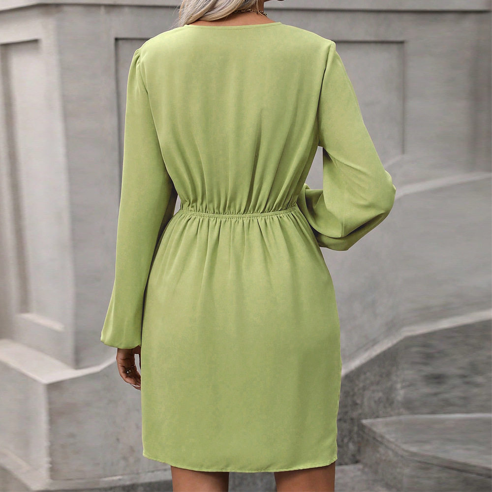 Womens Casual Solid Color Long Sleeve Dress Irregular Hem Spring Summer Fashion Wholesale Available
