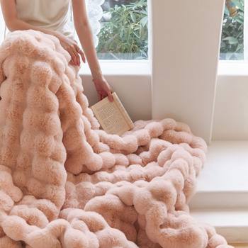 2026 New Cross-Border Dropshipping Soft Imitation Rabbit Fur Blanket for Home Bedroom Office Sofa Leisure