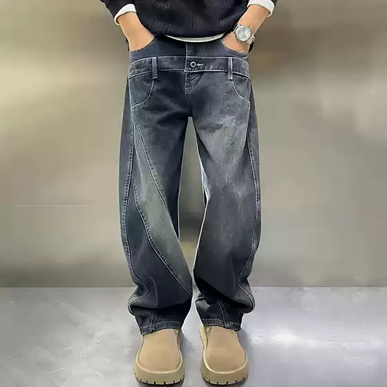 Light Luxury Men's Fashion Plus-Size Trendy Brand Men's Fashion New Style 2026 Summer Casual Pants Curved Pants Loose Jeans