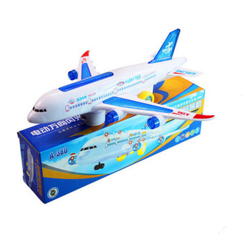 新品380电动发光音乐飞机闪光万向车子儿童玩具男生礼物货源