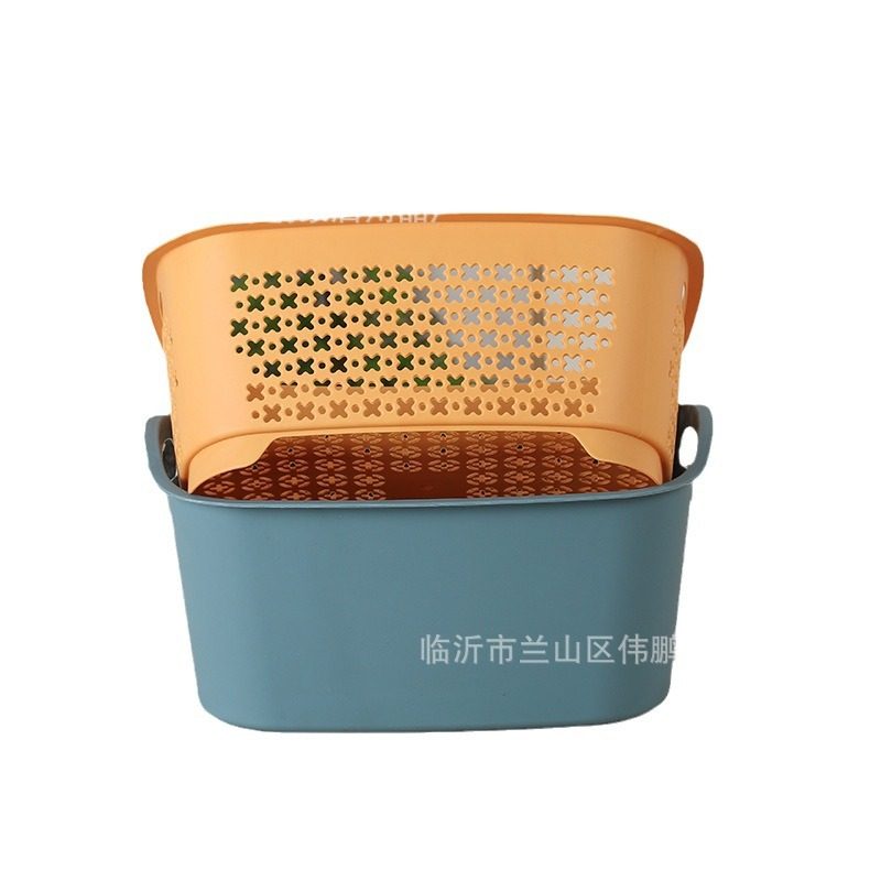 New Rectangular Plastic Double-Layer Drain Basket Creative Kitchen Sink Household Fruit and Vegetable Cleaning Basket Wholesale