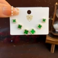 Silver needle-quatrefoil golden green 6667