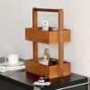 Double-Layer Solid Wood Storage Rack Living Room Desktop Fruit Snack Storage Basket Kitchen Storage Wooden Multi-Layer Storage Rack
