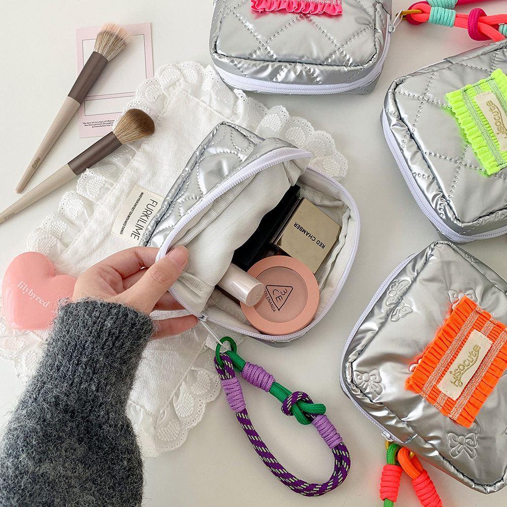 New Silver Small Square Bag, Portable Cosmetics Storage Bag, Inner Bag, Travel Storage Bag, Menstrual Bag