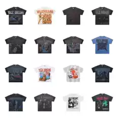 Cross-Border American Retro Vale Trendy Short-Sleeve T-Shirt with Print, Casual, Versatile, Loose Fit, Pure Cotton
