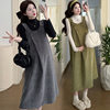 Maternity Wear Winter Dress 2025 New Autumn and Winter Fashion Suit High-End Outfit Suspender Skirt Two-Piece Set