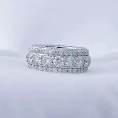 European and American Cross-Border Hot-Selling S925 Silver 5A Zircon Ring Full Diamond Hip-Hop Solid Ring Trendy Diamond Ring Fashion for Men and Women