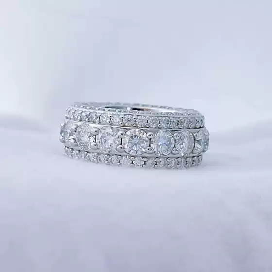 European and American Cross-Border Hot-Selling S925 Silver 5A Zircon Ring Full Diamond Hip-Hop Solid Ring Trendy Diamond Ring Fashion for Men and Women