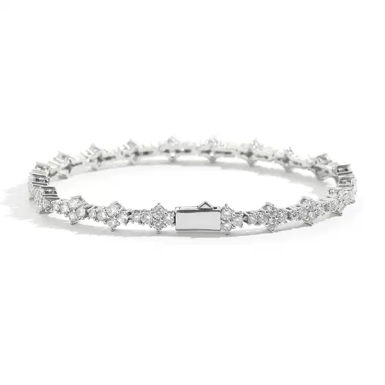 European and American plum blossom tennis chain men's hip hop bracelet hiphop zircon fashion brand spring buckle hip hop jewelry