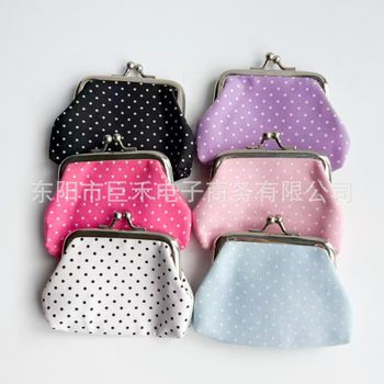 Factory Direct Sales Retro Polka Dot Clip Bag Cross-Border Wallet 3inch Coin Purse Snap Design Polka Dot Small Bag Wholesale