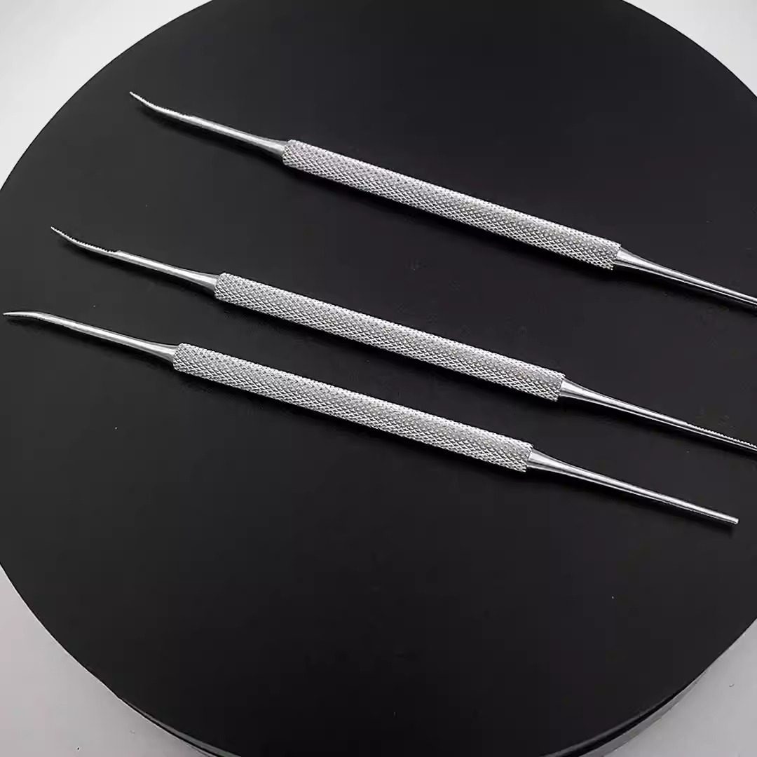 in stock supply stainless steel nail picker nail groove spoon nail file double-head dual-purpose nail insert nail tool suit