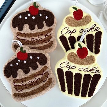 Cross-Border Supply Cute Cake Hanging Coral Velvet Thickened Absorbent Rag Household Kitchen Bathroom Hand Towel