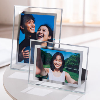 High-End Glass Photo Frame Display Stand 6 Inches 7inch 8inch A4 Couple Wedding Photo Transparent Crystal Photo Frame Empty Frame Wholesale