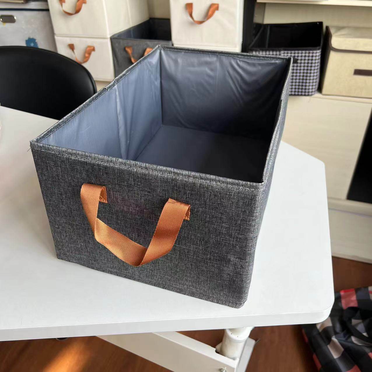 Bedroom Cotton and Linen Cationic Fabric Storage Box for Home Daily Use, Movable Storage Box with Large Capacity Drawer Storage Box