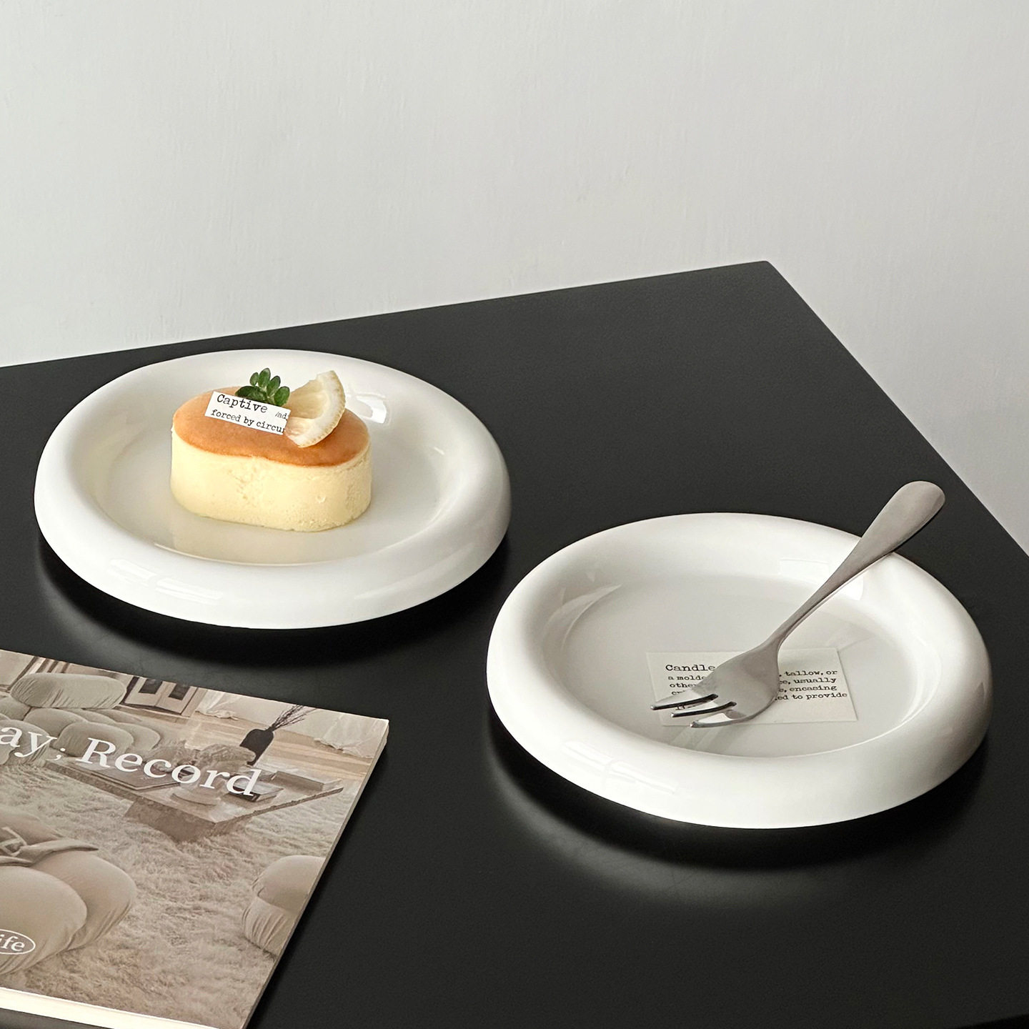 Ins Style Chubby Dessert Plate High-Value Household Pure White Ceramic Plate Milk Fufu Cake Plate Breakfast Plate Plate