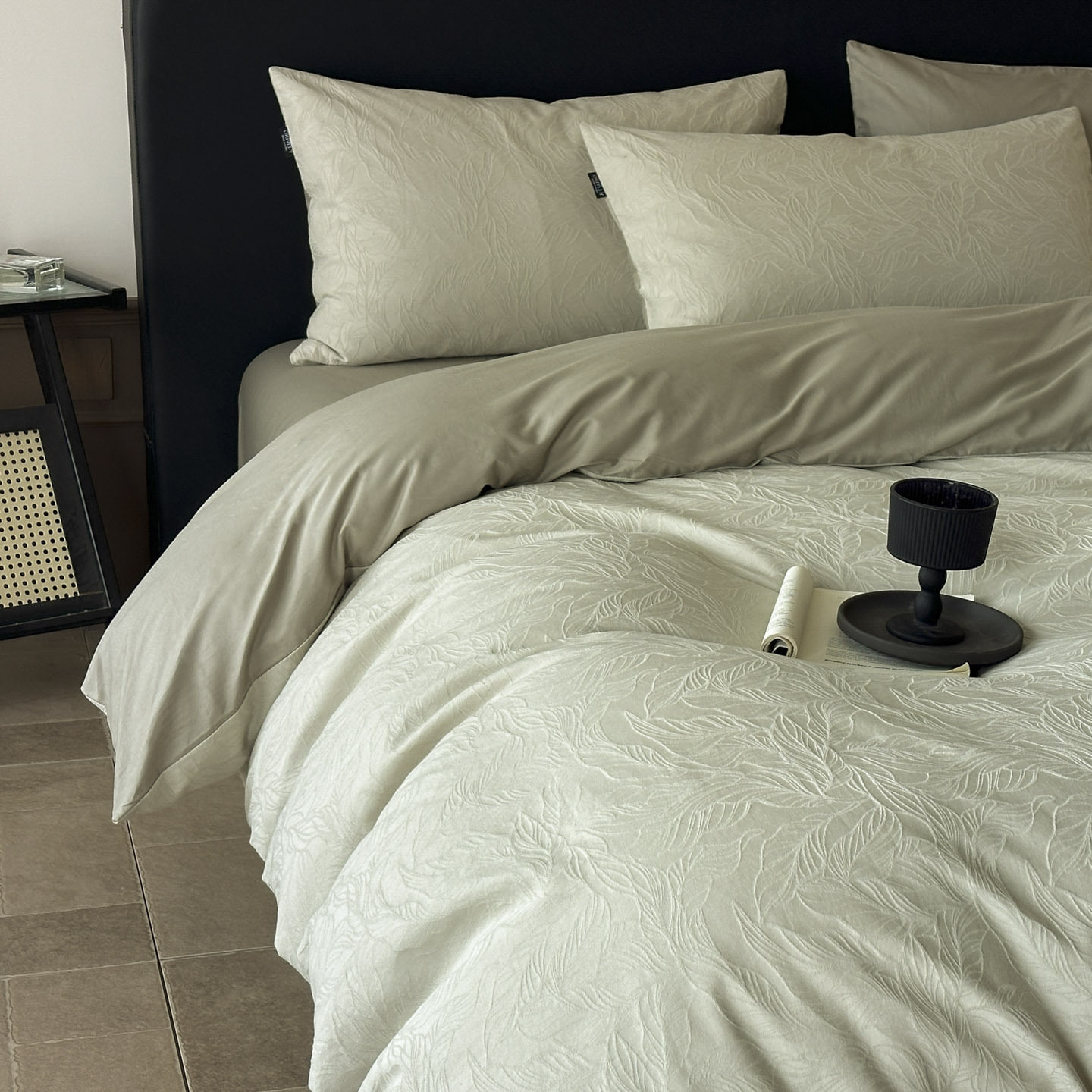 Class a 60-Count Yarn-Dyed Jacquard Cotton Four-Piece Set Simple Plain Cotton Bed Bed Sheets Quilt Cover Three-Piece Bedding Set 4