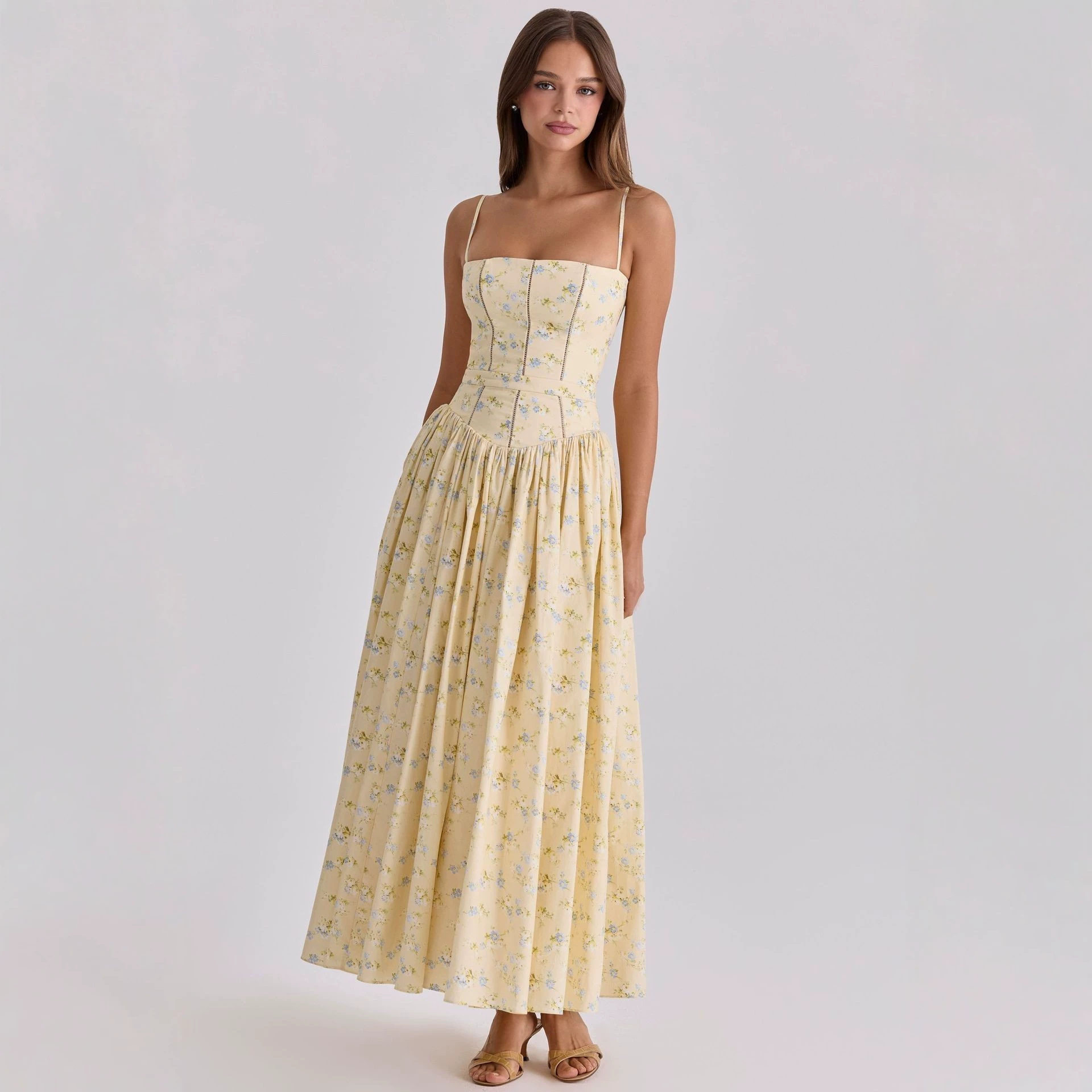 Floral Slip Dress Elegant Slim Fit Soft Fabric Perfect for Spring Summer Occasions Wholesale Available