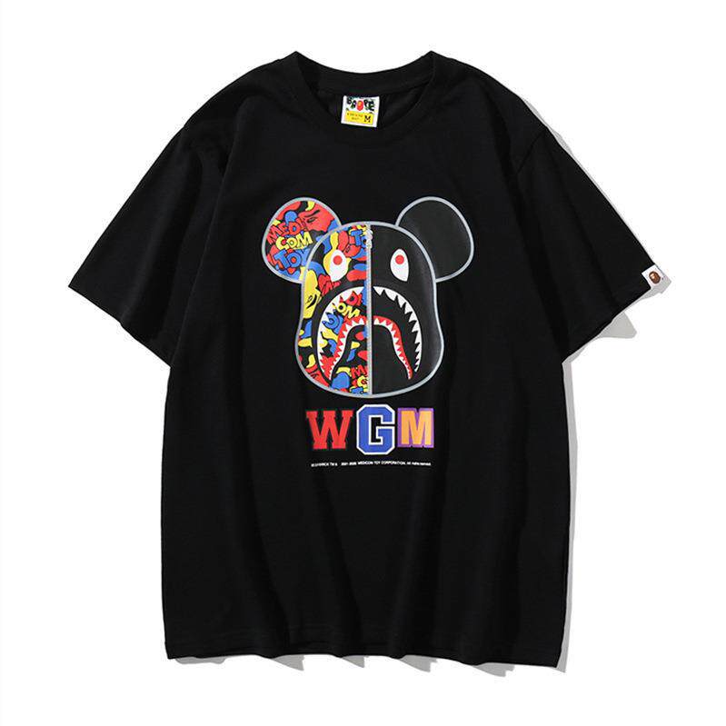 Amazon new trendy shark head couple summer camouflage T-shirt wholesale 3D printed mesh short sleeve