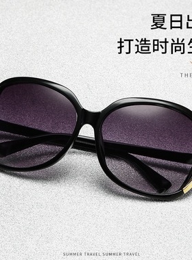 新款厂家偏光山茶花太阳眼镜 女士地摊墨镜时尚ins大框圆韩版复古