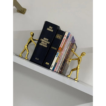 Stainless Steel Bookend Book Support Bookshelf Hand-Pushed Creative Kung Fu Bookend Shelf Metal Book Clip on the Table