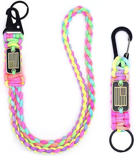 重型编织伞绳挂绳钥匙扣带美国国旗编织坚固挂绳适合户外活动旅行