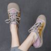 Genuine leather flat casual shoes, hollow hole shoes, summer new forest style artistic sandals, versatile cowhide low-top sneakers