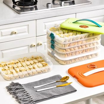 Frozen Dumpling Storage Box, Refrigerator Food-Grade Kitchen Egg Preservation Food, Dumplings and Wontons Quick-Freezing Layered Sealed Container