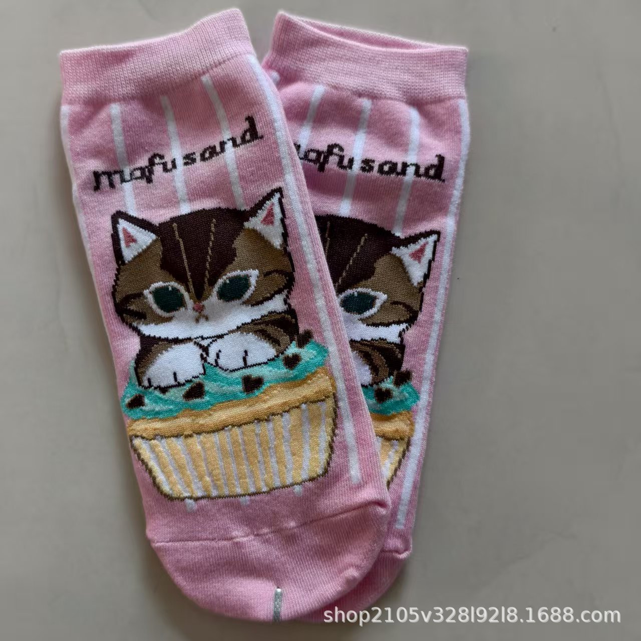 日单mofusand鲨鱼猫库存炸虾猫系列外贸出口女卡通棉袜短袜可爱袜