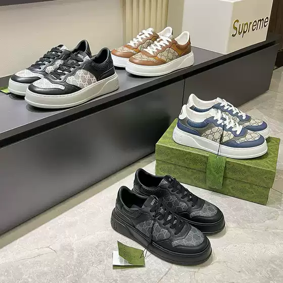 2025 New Summer European Thick-Soled Sneakers for Men, Genuine Leather Lace-Up Biscuit Shoes, Classic Spring Presbyopic Fashion and Versatile