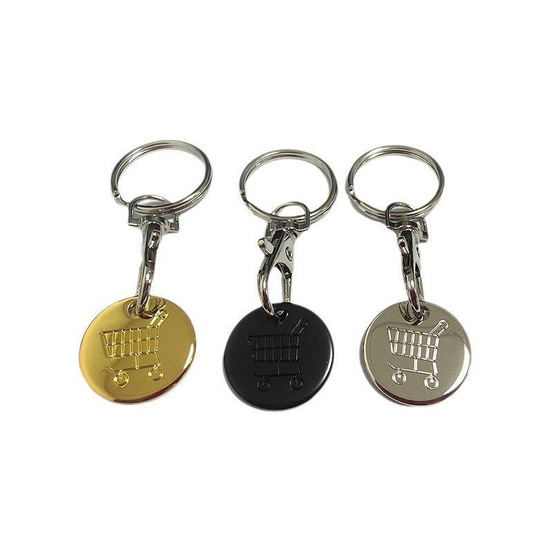 Cross-border European and American Supermarket Hand-pushed Shopping Cart logo Coin Metal Tokens Lobster Clasp Keychain Advertising Gift Batch