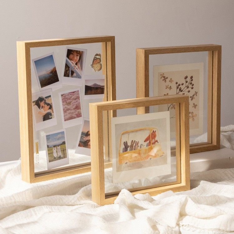 Double-sided Transparent Photo Frame Table 7-inch 6 Calligraphy Framed Ornaments Calligraphy and Painting Real Glass Radio Display Frame A4 Frame