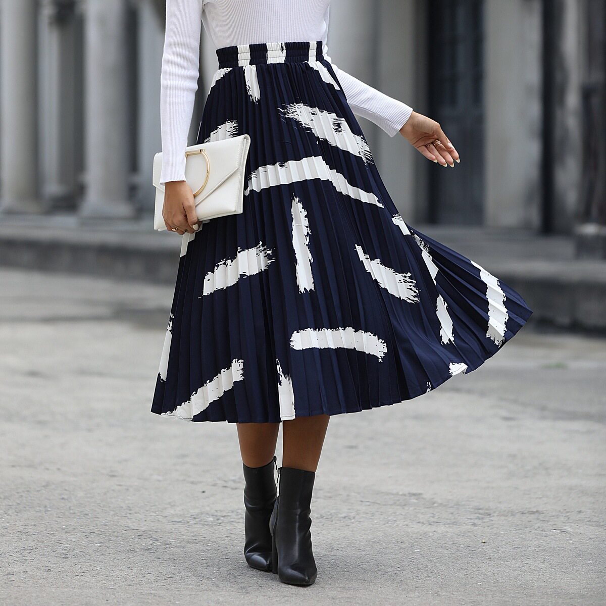 Casual A Line Skirt Irregular Print Trendy Design Womens Fashion Suitable for Daily Wear Wholesale Available