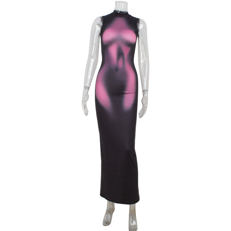 3D Printed Sleeveless Bodycon Dress Stylish High Stretch Slim Fit Casual or Party Wear Wholesale Available