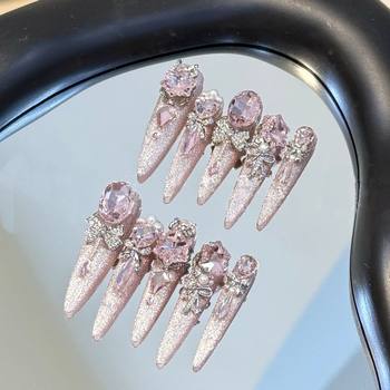 [Sparkling Dove Egg]Gilded Handmade Wearable Nails, High-End Detachable, Internet-Famous Hot Item, Heavy-Duty Water Drop Design