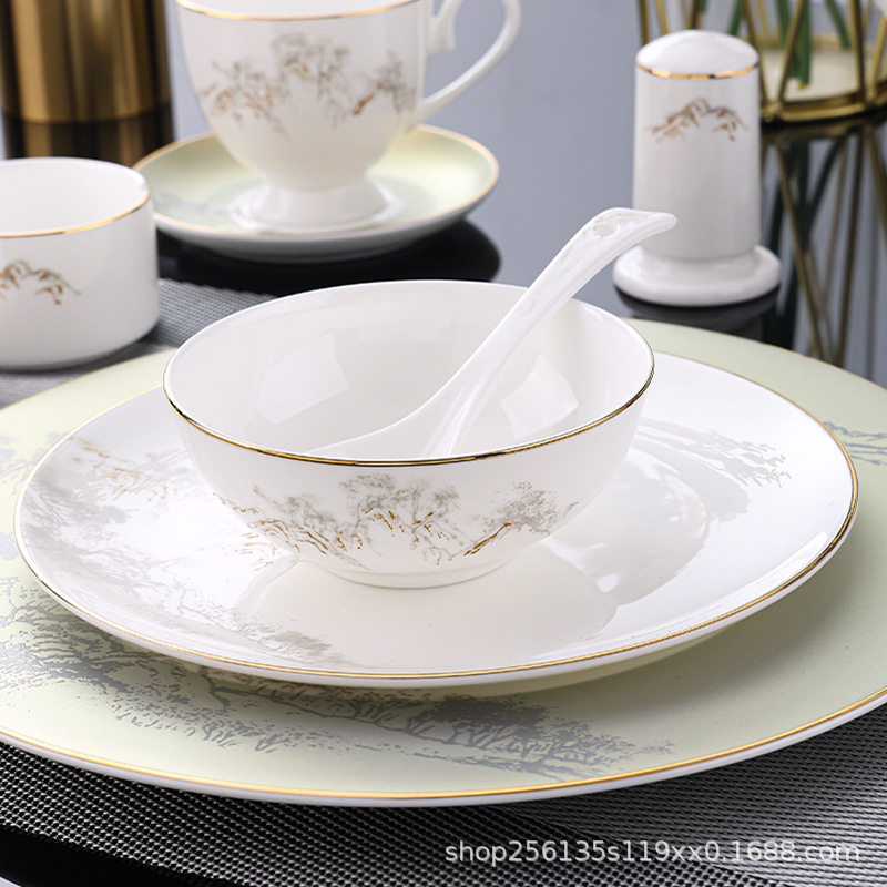 Ceramic High-grade Plate Hotel Table Tableware suit Dishes Box Hotel Club Private Cuisine Special Zen River and Mountain
