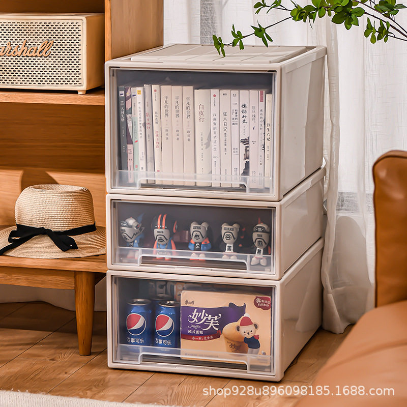 Van Gogh Storage Box Drawer-Type Plastic Transparent Storage Box Clothing Storage Cabinet Organizer Box Wardrobe Japanese-Style Cabinet